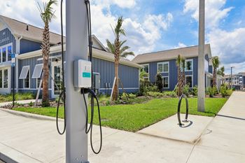 Electric vehicle charging stations near residential buildings